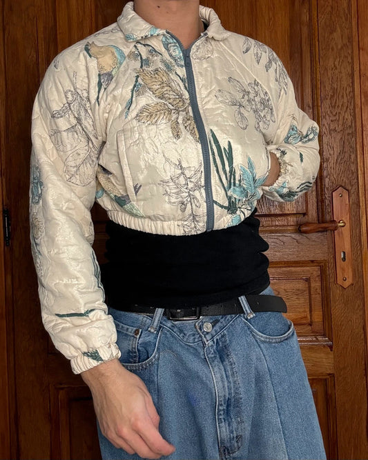 Veste crop-top upcyclé handmade rework style vintage taille S n•374