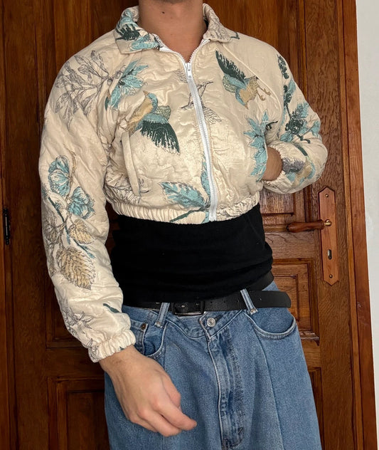 Veste crop-top upcyclé handmade rework style vintage taille S n•372