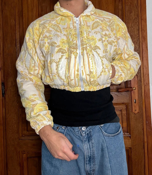 Veste crop-top upcyclé handmade rework style vintage taille L n•365