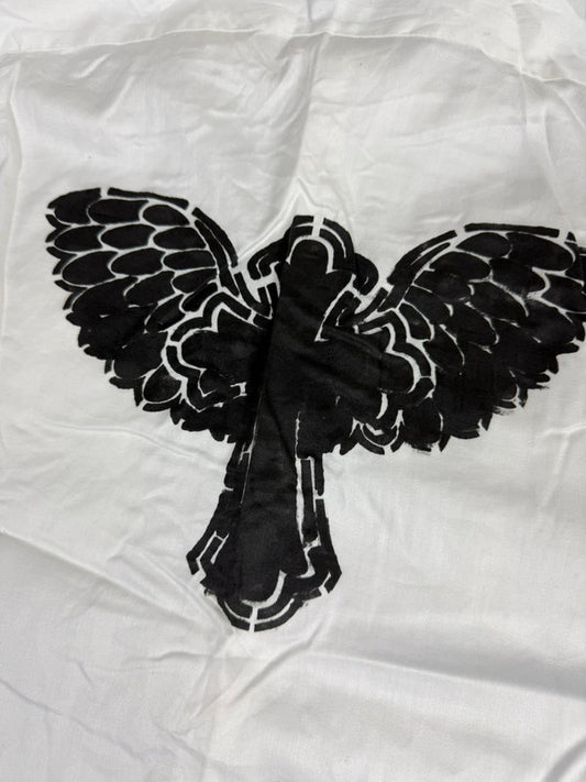 Chemise blanche design streetwear y2k hip-hop fait main taille L n•499