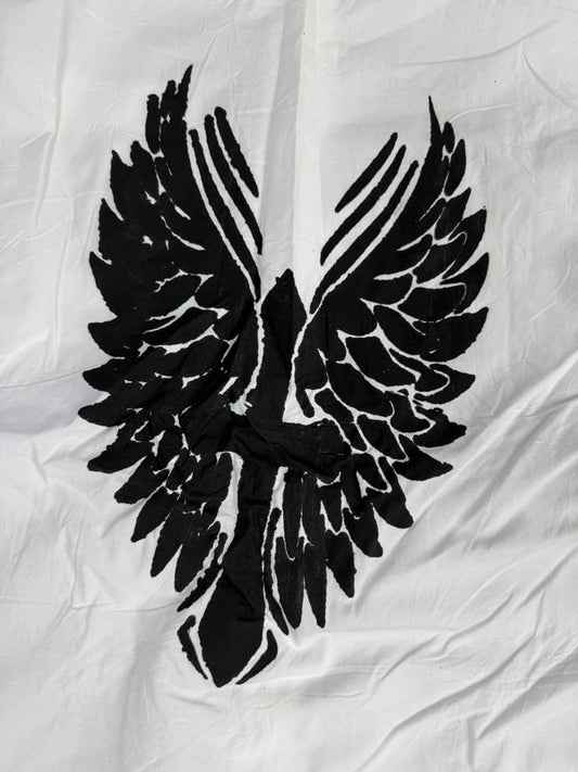 Chemise blanche design streetwear y2k hip-hop fait main taille XL n•502