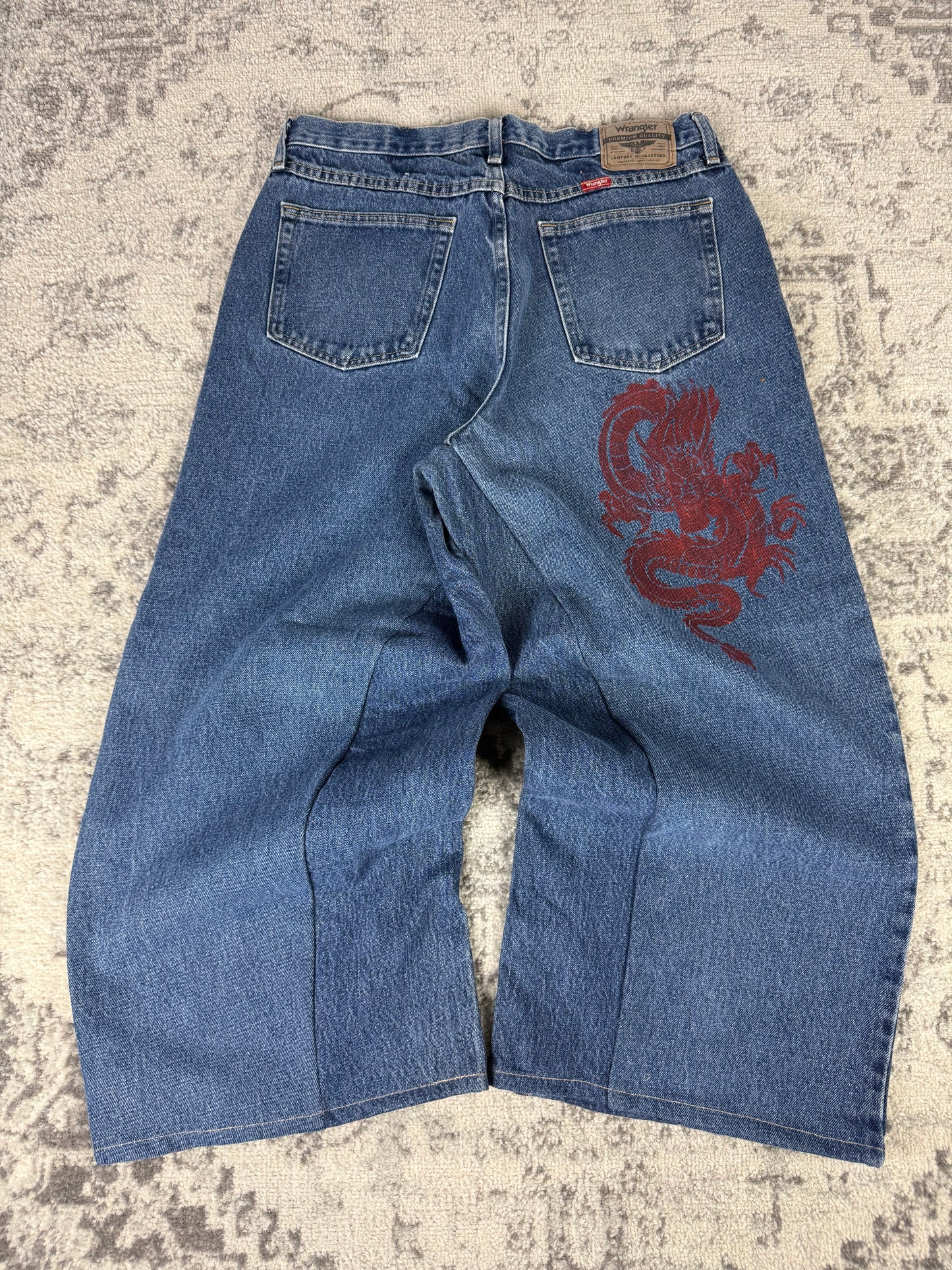Pantalon baggy en denim upcyclé large style skater streetwear y2k hip-hop 90’s - Pièce unique M n•7