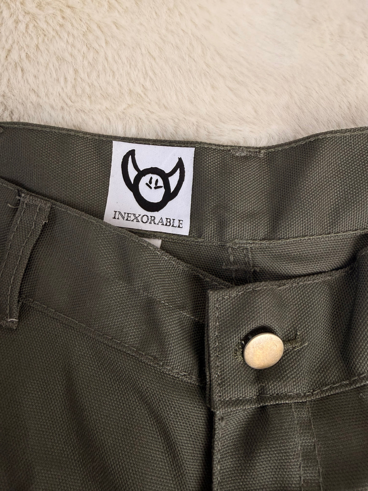 Pantalon Double Knee Baggy épais grande poche, triple couture résistante, couleur vert foncé