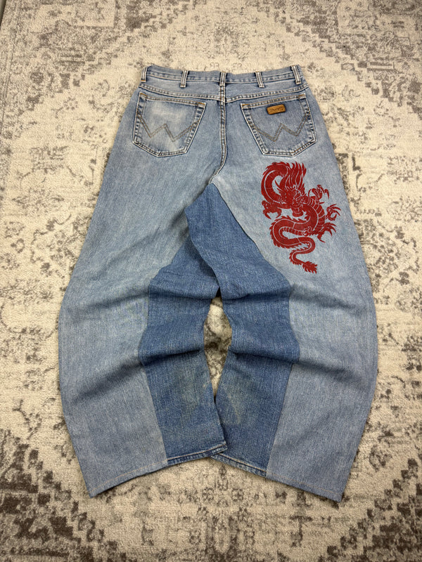 Pantalon baggy jean large Japanese balloon streetwear JNCO y2k vintage hip-hop taille M n•584