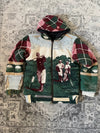 Manteau en tapisserie capuche vintage retravaillée crop à la taille unique  Fait main unisexe