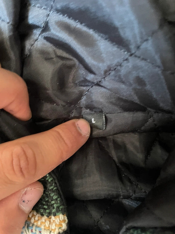 Manteau en tapisserie capuche vintage retravaillée crop à la taille unique  Fait main unisexe