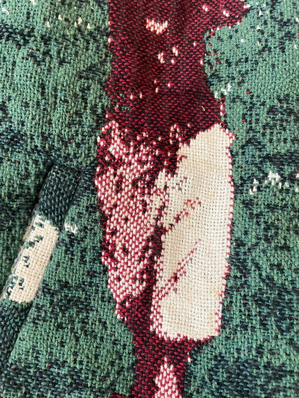 Manteau en tapisserie capuche vintage retravaillée crop à la taille unique  Fait main unisexe