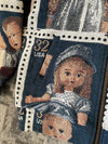 Manteau en tapisserie capuche vintage retravaillée crop à la taille unique  Fait main unisexe
