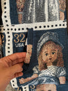 Manteau en tapisserie capuche vintage retravaillée crop à la taille unique  Fait main unisexe