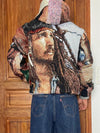 Manteau en tapisserie capuche vintage retravaillée crop à la taille unique  Fait main unisexe