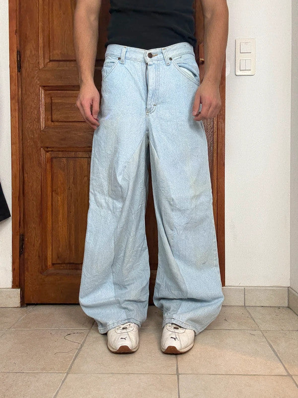 Pantalon baggy jean large skater Japanese balloon streetwear JNCO y2k vintage hip-hop 32US N•60