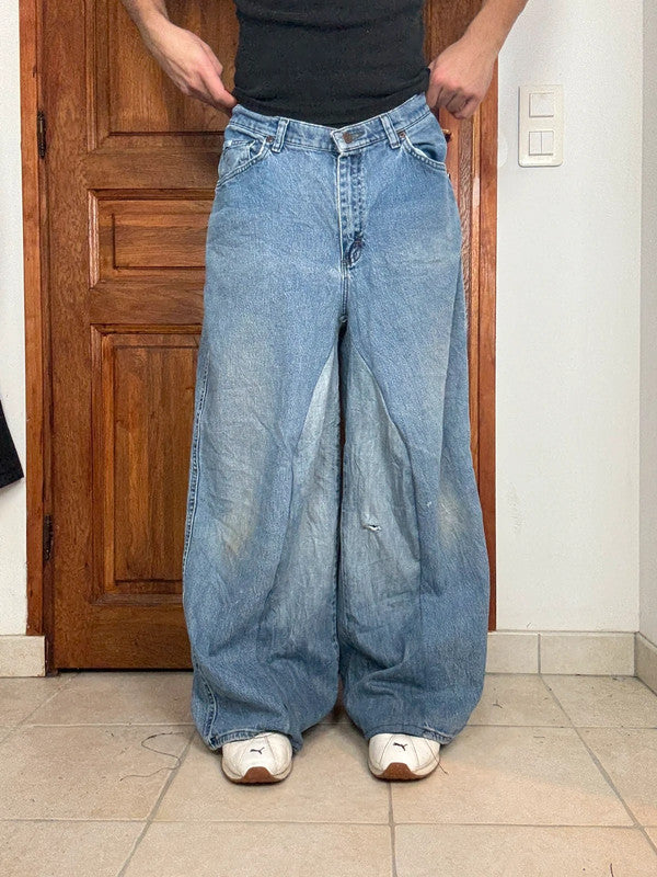 Pantalon baggy jean large skater Japanese balloon streetwear JNCO y2k vintage hip-hop 30US n•61