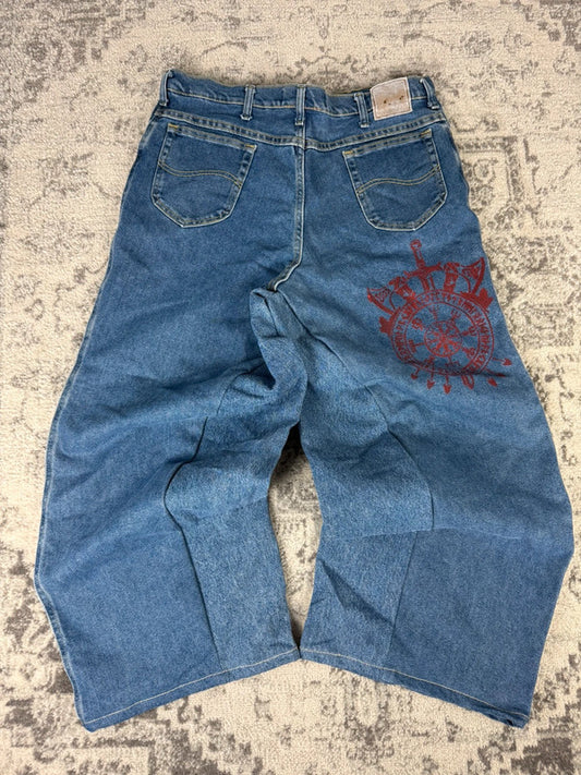 Pantalon baggy jean large skater Japanese balloon streetwear JNCO y2k vintage hip-hop 38US n•4