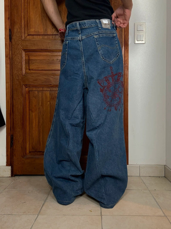 Pantalon baggy jean large skater Japanese balloon streetwear JNCO y2k vintage hip-hop 38US n•4