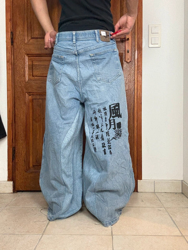 Pantalon baggy jean large skater Japanese balloon streetwear JNCO y2k vintage hip-hop 36US n•59