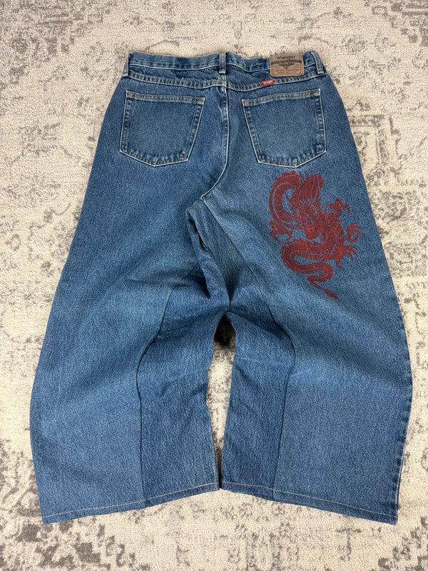 Pantalon baggy jean large skater Japanese balloon streetwear y2k vintage hip-hop 34US n•7