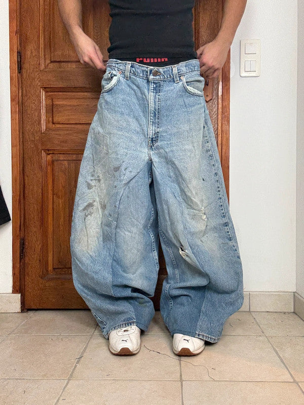 Pantalon baggy jean large skater Japanese balloon streetwear JNCO y2k vintage hip-hop 38US n•64