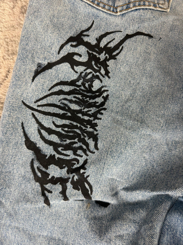 Pantalon baggy jean large skater Japanese balloon streetwear JNCO y2k vintage hip-hop 38US n•64