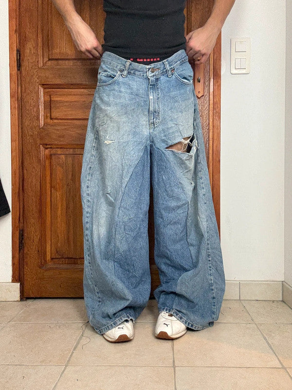 Pantalon baggy jean large skater Japanese balloon streetwear JNCO y2k vintage hip-hop 34US n•63