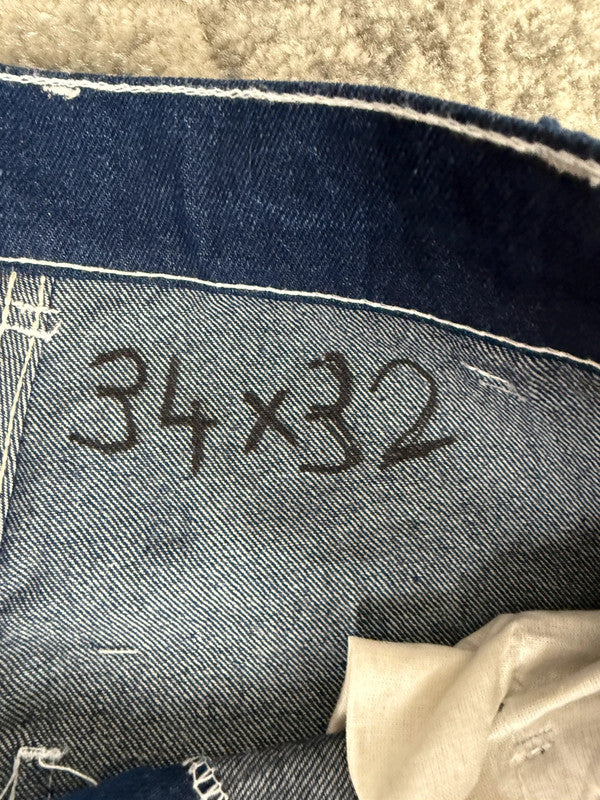 Pantalon baggy jean large skater Japanese double knee streetwear JNCO y2k vintage hip-hop 34US n•146