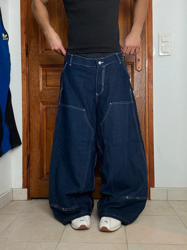 Pantalon baggy double knee jean large skater japonais streetwear JNCO y2k vintage hip-hop 36US n•147