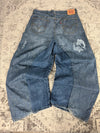 Pantalon baggy jean large skater Japanese balloon streetwear JNCO y2k vintage hip-hop 36US n•148