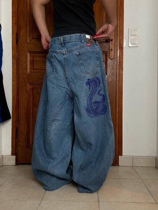 Pantalon baggy jean large skater Japanese balloon streetwear JNCO y2k vintage hip-hop 38US n•117
