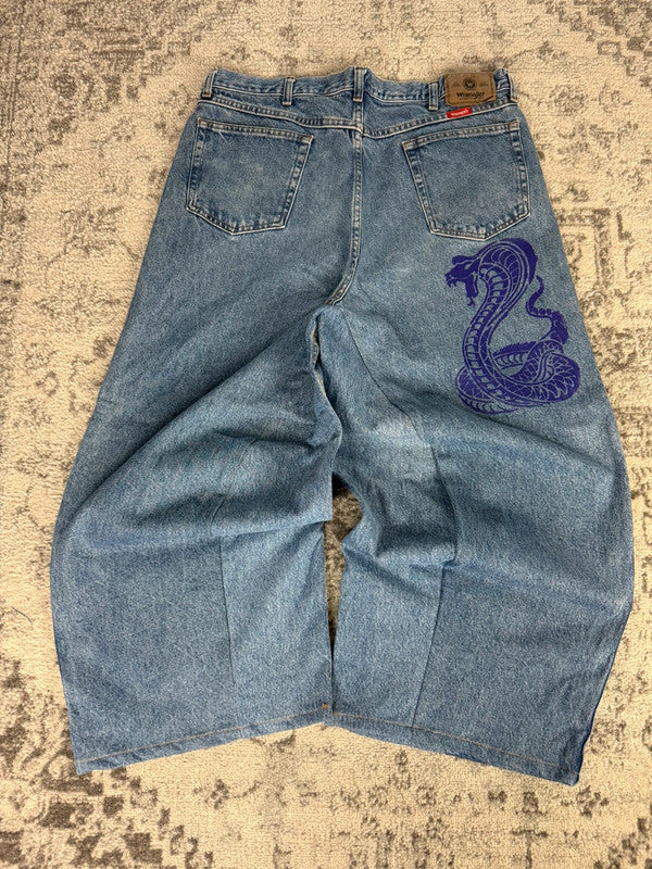 Pantalon baggy jean large skater Japanese balloon streetwear JNCO y2k vintage hip-hop 38US n•117