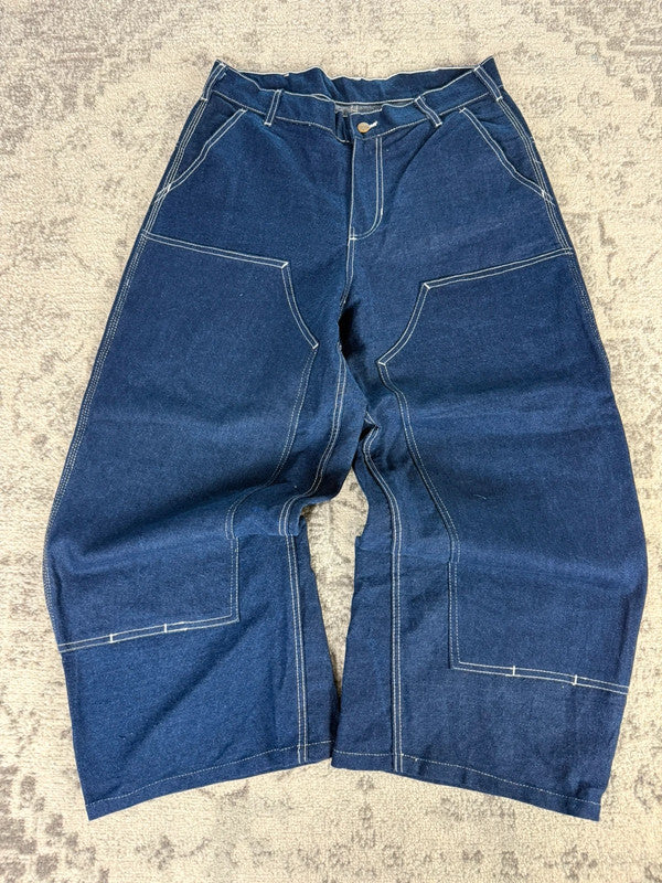 Pantalon baggy jean large skater Japanese double knee streetwear JNCO y2k vintage hip-hop 34US n•146