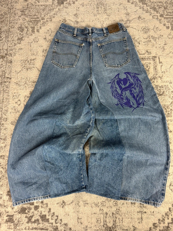 Pantalon baggy jean large skater Japanese balloon streetwear JNCO y2k vintage hip-hop M n•120