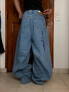 Pantalon baggy jean large skater Japanese balloon streetwear JNCO y2k vintage hip-hop 36US n•118
