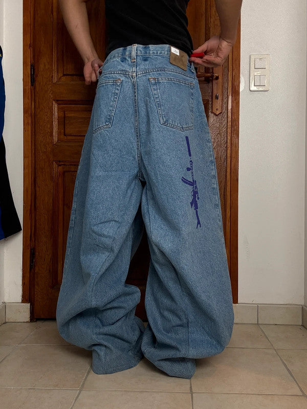 Pantalon baggy jean large skater Japanese balloon streetwear JNCO y2k vintage hip-hop 36US n•118