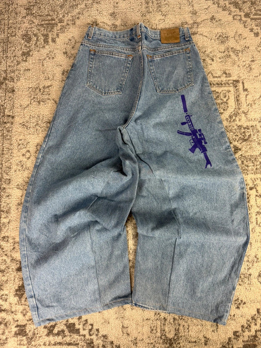 Pantalon baggy jean large skater Japanese balloon streetwear JNCO y2k vintage hip-hop 36US n•118