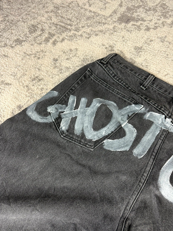 Pantalon baggy jean large skater Ghost girl lil peep balloon streetwear y2k vintage hip-hop L n•186