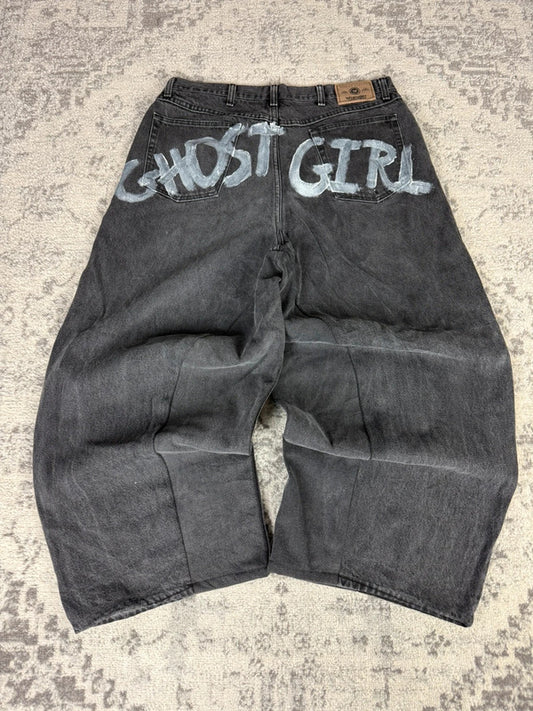Pantalon baggy jean large skater Ghost girl lil peep balloon streetwear y2k vintage hip-hop L n•186