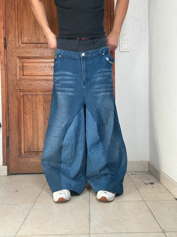 Pantalon baggy jean large skater Japanese balloon streetwear JNCO y2k vintage hip-hop n•276