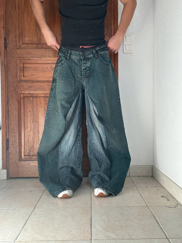 Pantalon baggy jean large skater Japanese balloon streetwear JNCO y2k vintage hip-hop 34US n•265