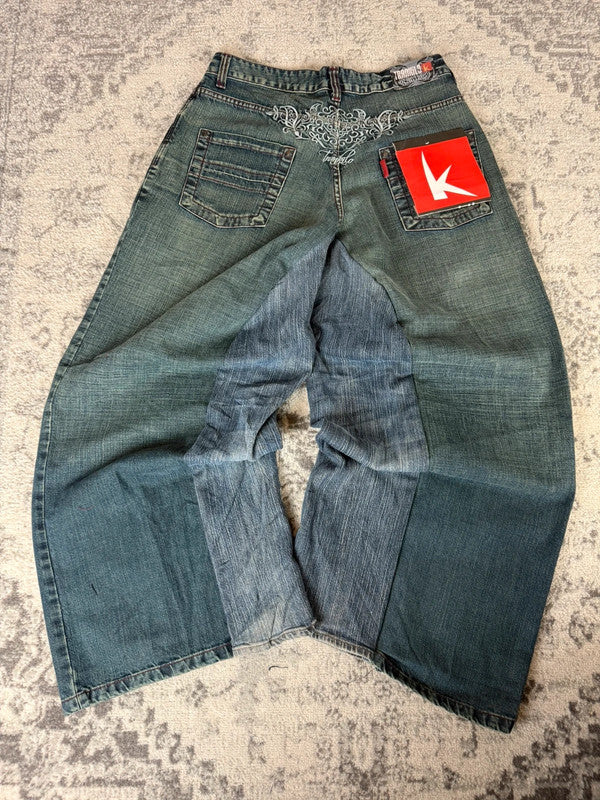 Pantalon baggy jean large skater Japanese balloon streetwear JNCO y2k vintage hip-hop 34US n•265