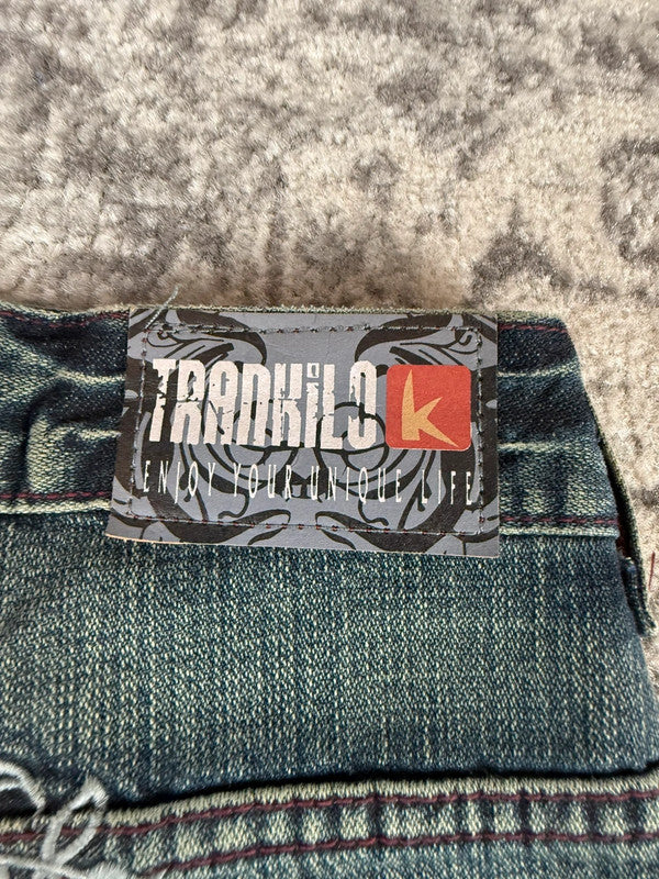 Pantalon baggy jean large skater Japanese balloon streetwear JNCO y2k vintage hip-hop 34US n•265