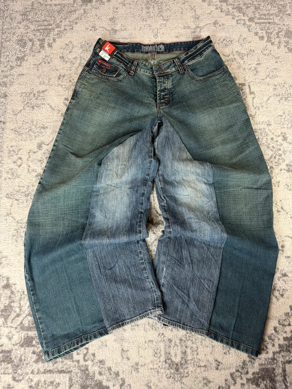 Pantalon baggy jean large skater Japanese balloon streetwear JNCO y2k vintage hip-hop 34US n•265