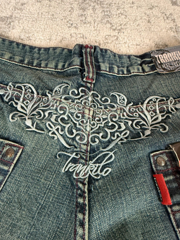 Pantalon baggy jean large skater Japanese balloon streetwear JNCO y2k vintage hip-hop 34US n•265