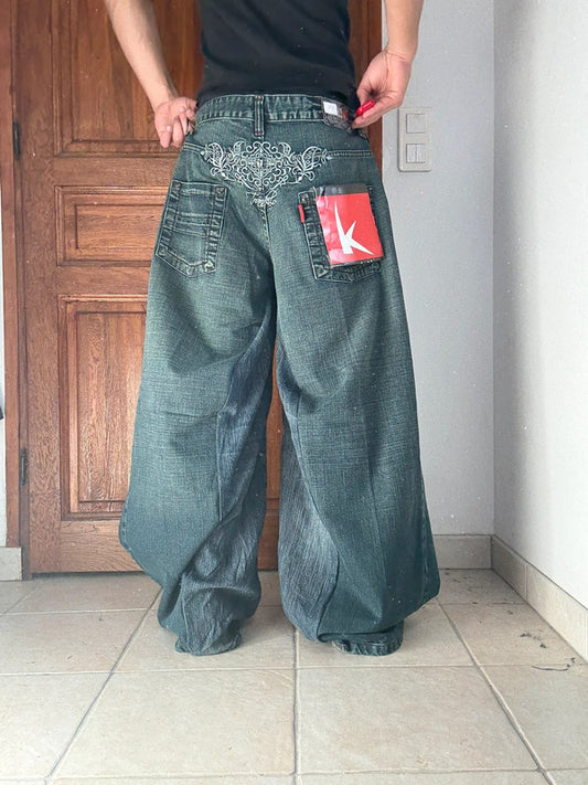 Pantalon baggy jean large skater Japanese balloon streetwear JNCO y2k vintage hip-hop 34US n•265