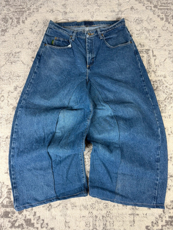 Pantalon baggy jean large skater Japanese balloon streetwear JNCO y2k vintage hip-hop 33US n•11