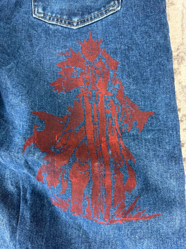 Pantalon baggy jean large skater Japanese balloon streetwear JNCO y2k vintage hip-hop XL n•12