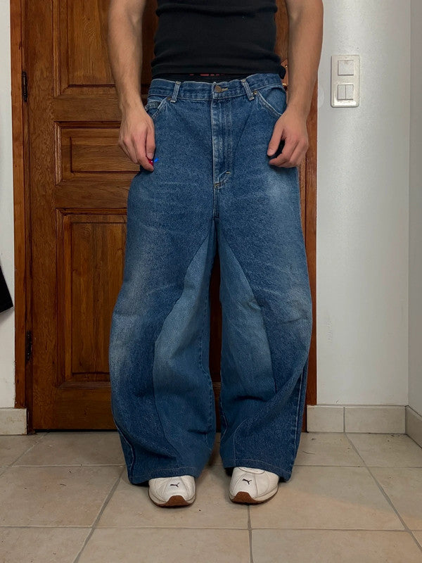 Pantalon baggy jean large skater Japanese balloon streetwear JNCO y2k vintage hip-hop L n•16