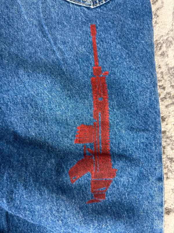 Pantalon baggy jean large skater Japanese balloon streetwear JNCO y2k vintage hip-hop L n•16