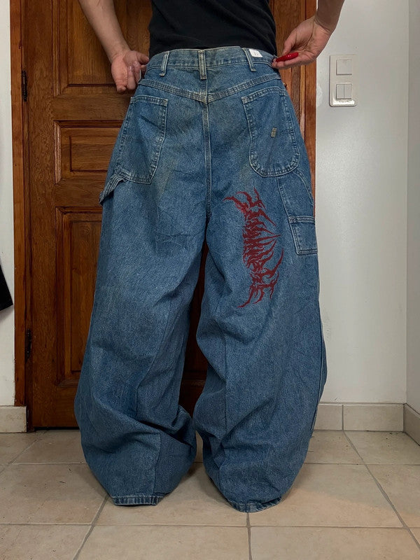 Pantalon baggy jean large skater Japanese balloon streetwear JNCO y2k vintage hip-hop 36US n•18