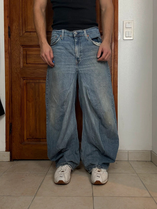 Pantalon baggy jean large skater Japanese balloon streetwear JNCO y2k vintage hip-hop 34US n•19