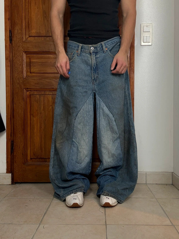 Pantalon baggy jean large skater Japanese balloon streetwear JNCO y2k vintage hip-hop 34US n•22