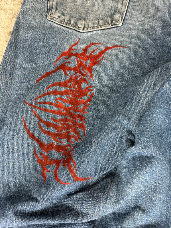 Pantalon baggy jean large skater Japanese balloon streetwear JNCO y2k vintage hip-hop 36US n•23